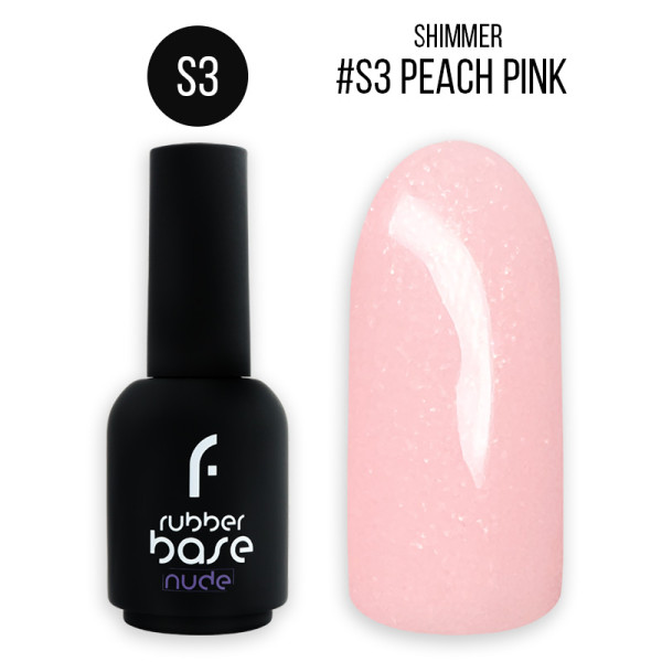 15ml, #s3 shimmer peach pink rubber base pohjageeli